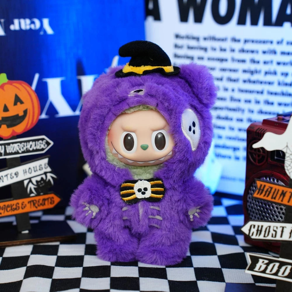 Halloween Outfits para Labubu (17 cm) | Disfraces de Calabaza y Bruja | Ropa Kawaii Fan-Made Compatible Pop Mart