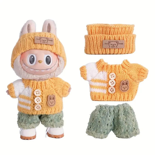 Conjunto de Punto para Labubu (17 cm) – Suéter + Pantalón | Compatible Pop Mart V1/V2/V3
