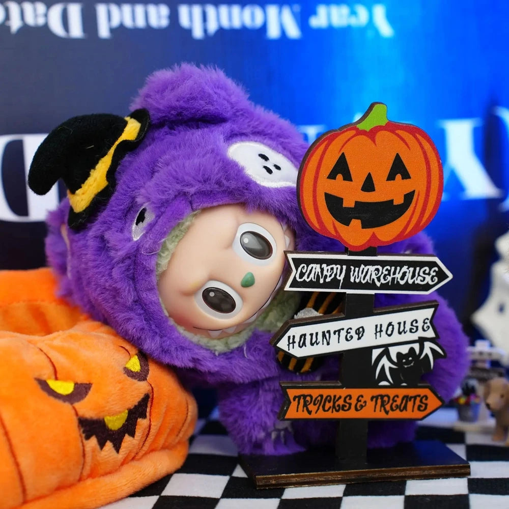 Halloween Outfits para Labubu (17 cm) | Disfraces de Calabaza y Bruja | Ropa Kawaii Fan-Made Compatible Pop Mart