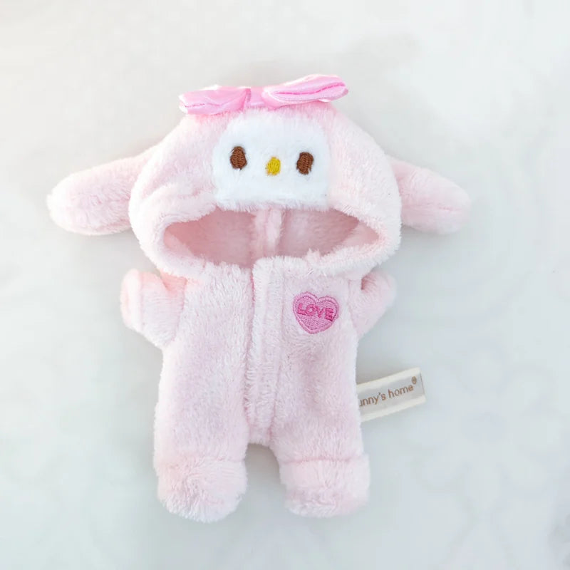 Onesie Conejito Suave para Labubu 17 cm V1/V2 – Ropa de Muñeco Mini, Pijama Kawaii Accesorio Fan-Made