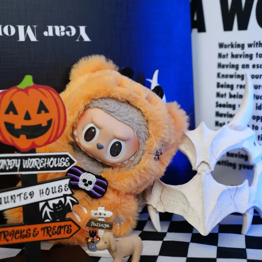 Halloween Outfits para Labubu (17 cm) | Disfraces de Calabaza y Bruja | Ropa Kawaii Fan-Made Compatible Pop Mart