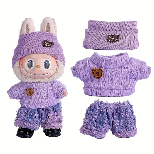 Conjunto de Punto para Labubu (17 cm) – Suéter + Pantalón | Compatible Pop Mart V1/V2/V3