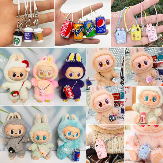 Accesorios Mini para Labubu (17 cm) | Bolsos, Teléfonos, Cámaras y Tazas – Compatible con OB11 & Crybaby