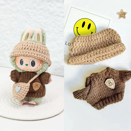 Conjunto de Punto para Labubu (17 cm) – Suéter + Pantalón | Compatible Pop Mart V1/V2/V3