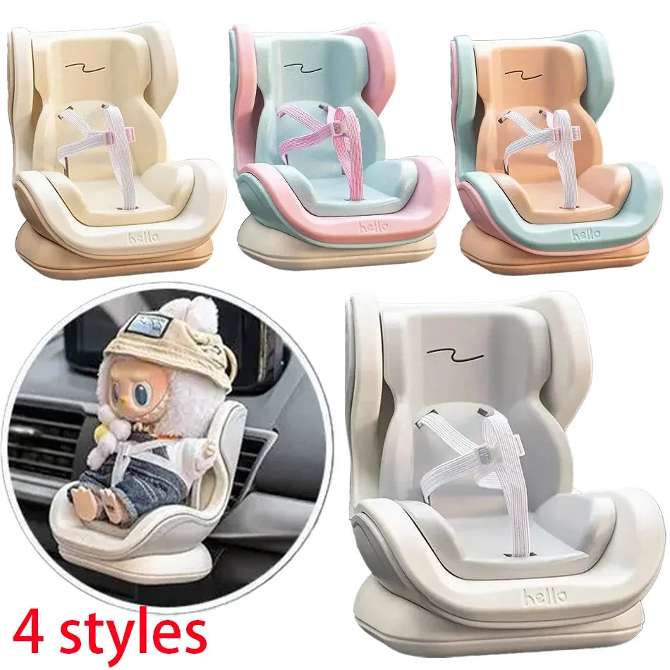 Asiento de Coche para Labubu (Silla Display) – Kawaii | Compatible Pop Mart 15,5–17 cm