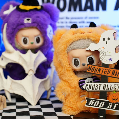 Halloween Outfits para Labubu (17 cm) | Disfraces de Calabaza y Bruja | Ropa Kawaii Fan-Made Compatible Pop Mart