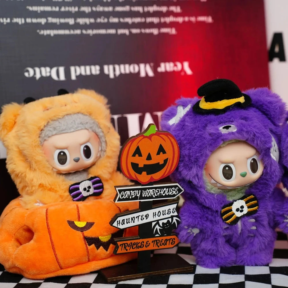 Halloween Outfits para Labubu (17 cm) | Disfraces de Calabaza y Bruja | Ropa Kawaii Fan-Made Compatible Pop Mart