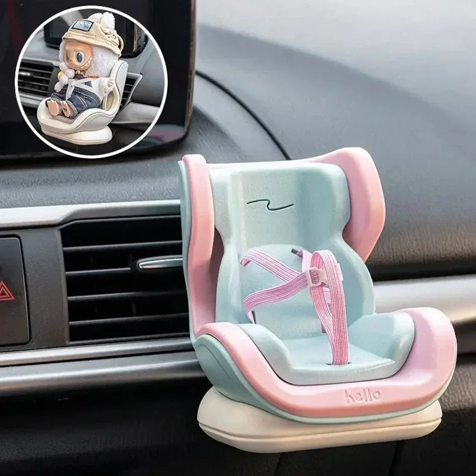 Asiento de Coche para Labubu (Silla Display) – Kawaii | Compatible Pop Mart 15,5–17 cm