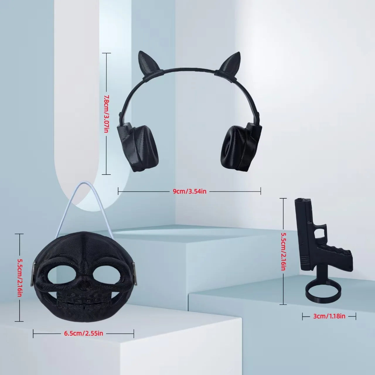 Labubu Halloween Accessory Kit 🎃 | Máscara + Auriculares + Pistola | Accesorios DIY para Labubu V1/V2